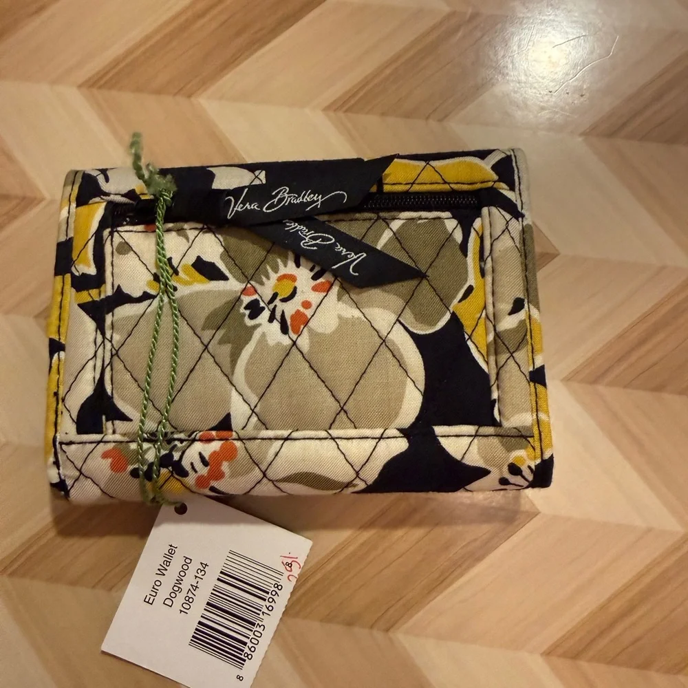 Vera Bradley Yellow and Black Floral Wallet - Picture 2 of 4